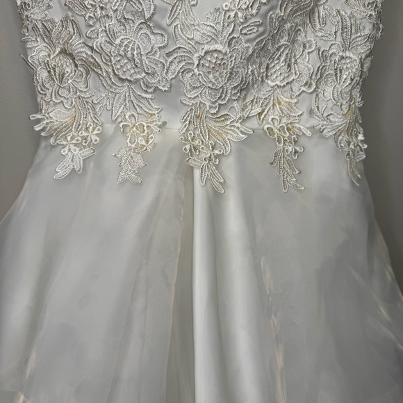 Cocktail Gown Wedding Short Tutu Floral Lace Tiered Organza Size XS - Picture 6 of 16